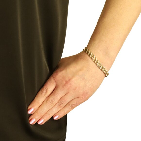 Yellow Gold Double Rope Chain Bracelet 7" - 14k - Picture 2 of 6
